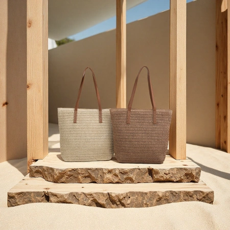 Straw woven bags, vacation style, summer 2025 new large-capacity women's bags, work commuting tote bags, wholesale women's bags, leather goods Straw woven bags, vacation style, summer 2025 new large-capacity women's bags, work commuting tote bags, wholesale women's bags, leather goods
